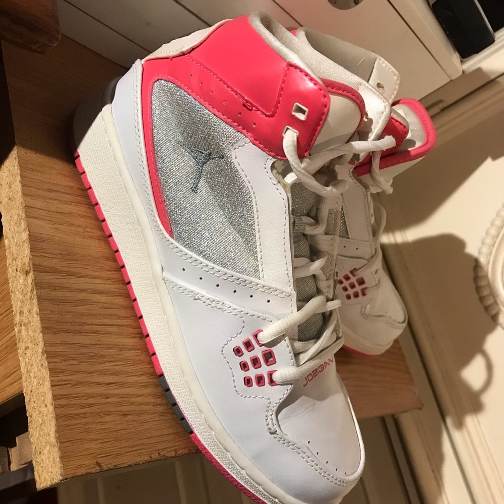 Pink & White Sparkly Jordan Shoes
